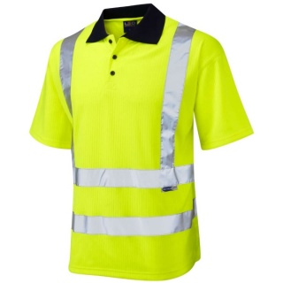 Leo Workwear P01-Y Croyde ISO 20471 Class 2 Comfort EcoViz®PB Polo Shirt Yellow